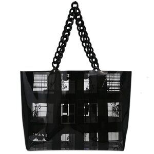 Chanel Black Vinyl Window Tote Handbag 152981